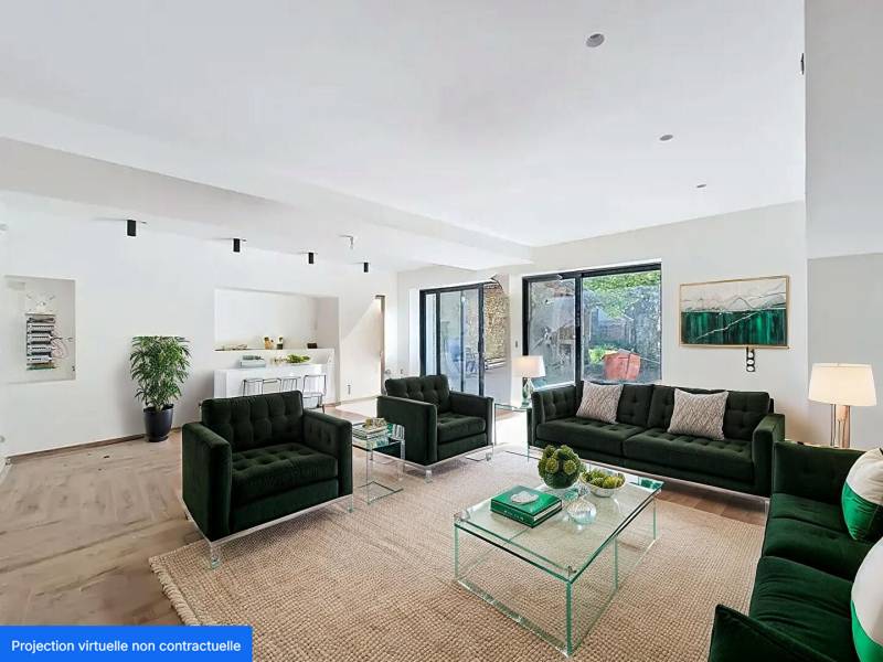 À vendre : propriété en pierre, axe rapide Pontoise, terrain de 3000 m², vue dégagée, 80 m² de séjour, prestations haut de gamme, 3 garages, caves voûtées – Magny-en-Vexin (95)